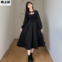 Large Code Pregnant Woman Fluffy Skirt Early Autumn Long Sleeves Dress Fat Mm Method Comeback Glean Platycodon Small Black Dress Design Sensation