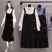 2022 Pregnant Woman Breastfeeding Dress Dress Long Skirt Woman Spring Dress New Wave Dot Shirt Blouse dress Two sets big code
