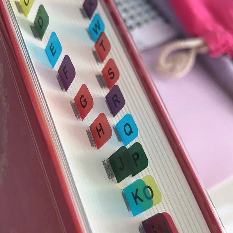 小学生向けの防水カラーインデックスシール、文字バー、分類マーカーシール、透明シール。