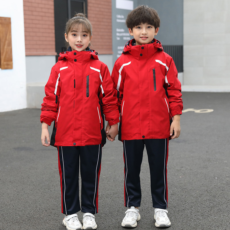 Boy and Girl Three-in-One Strip Dress for Boys and Girls in Junior High School Uniform for Children's Winter Clothes