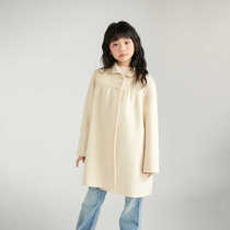 Childrens double-sided cashmere coat 2024 autumn and winter baby parent-child and older childrens woolen thickened woolen coat for boys and girls