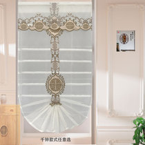 Mengse Garden Fan Roman Curtain Study Tea House Cafe Curry Rice Blue Light Shading Roman Curtain