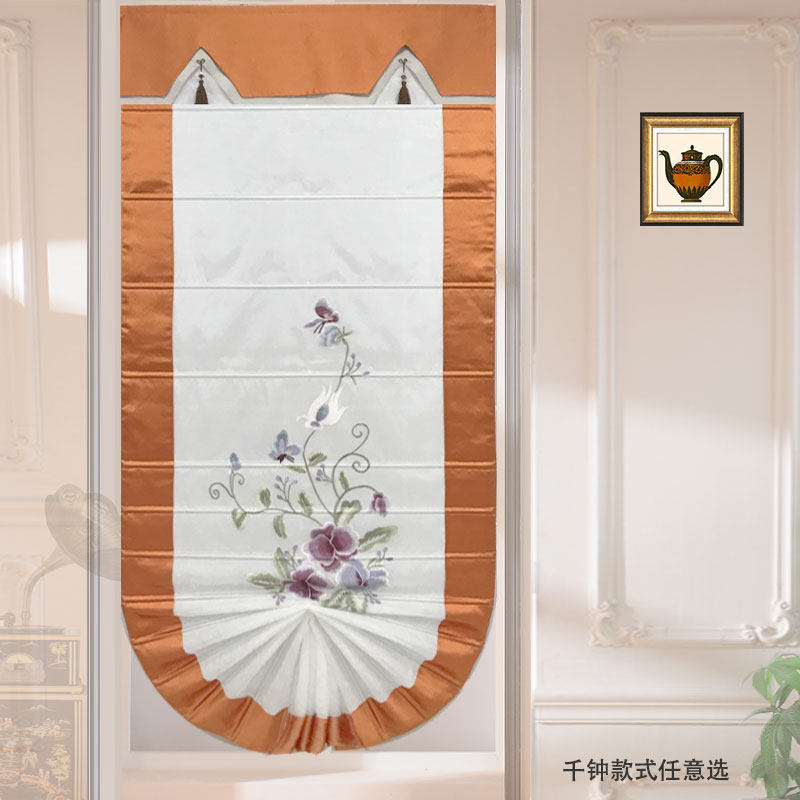 Mengsiyuan Roman pull-up curtain light-transmitting blackout European-style yarn splicing satin silk orange high-precision Italian velvet