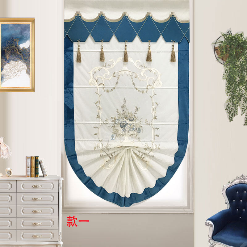 Meng Siyuan Roman curtain American dining room room study round window high-end foreign trade lift half-cover step rice pull curtain