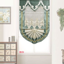 Mengsiyuan American Roman fan-shaped finished curtain blue-green embroidery transparent small window gauze curtain small pass partition