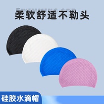 Fashionable swimming cap for men plus size adult non-stretch waterproof ear protection swimming cap for women solid color silicone water drop swimming cap