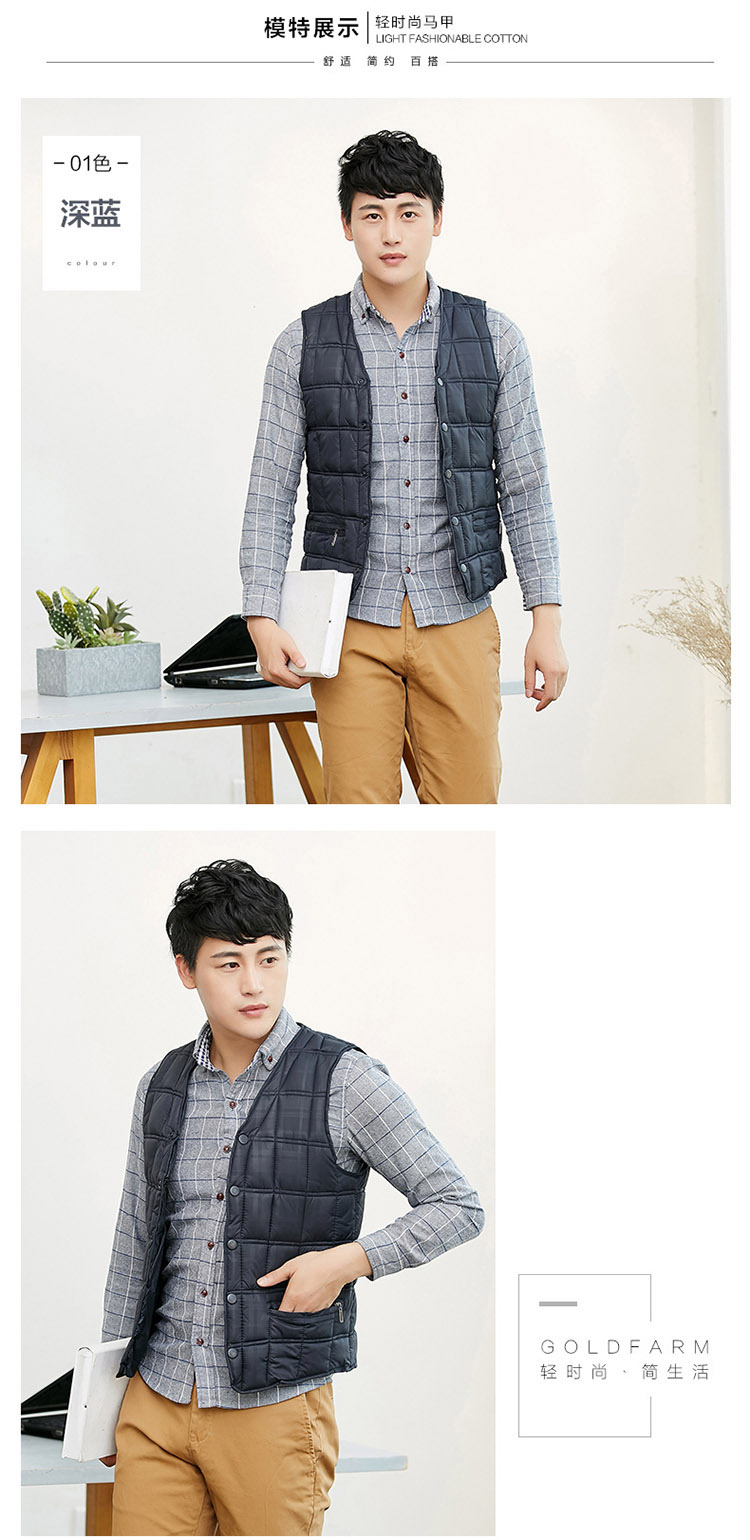 Áo khoác cotton nam mùa thu và mùa đông ngắn ấm áp lót dày áo vest kích thước lớn áo khoác vest nam hàn quốc
