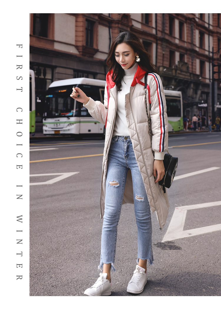 Áo dài cotton nữ phiên bản Hàn Quốc 2018 mùa đông mới tự tu qua đầu gối quần áo học sinh xuống áo khoác cotton nữ áo măng tô nữ