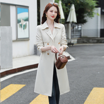 Windbreaker coat womens spring and autumn 2021 new long knee Korean temperament this year popular early autumn coat