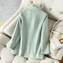 2021 New beige casual versatile small man blazer women design sense niche suit jacket spring and autumn