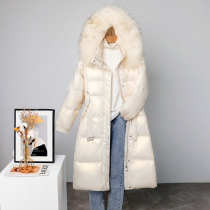 Down cotton-padded womens long 2021 Winter new knee-free face waist waist cotton-padded coat