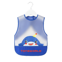 Waterproof and anti-dirty baby food supplement sleeveless rice pocket apron baby eating bib summer childrens coverall summer thin section