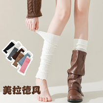Leg covers y2k womens 2024 autumn and winter new style matching small leather shoes jk socks long boots sock covers knitted pile calf socks