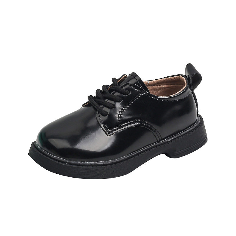 Boys' Leather Shoes, British Style Black and White Leather Shoes, Campus Casual Etiquette Shoes, Student Boys' Small Black Leather Shoes, Performance Shoes