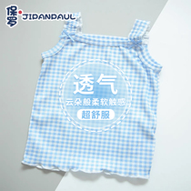 2024 Western style simple tops for baby girls summer thin vests short-sleeved tops for children cute and versatile suspenders