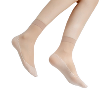 Crystal stockings womens mid-calf socks spring invisible non-slip skin color thin short stockings wear-resistant anti-snagging transparent short stockings