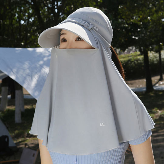 防晒披肩女夏季冰丝薄款披风遮阳护肩斗篷防紫外线骑车开车披肩帽