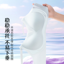New seamless underwear for women summer thin large breasts one-piece fixed cup no steel ring anti-sagging bra