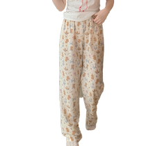 Pajama pants for women summer 2024 thin foam cotton loose and cute trousers walking pants cartoon can be worn outside home pajamas