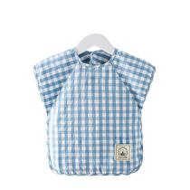 Baby smock spring and autumn baby eating bib pure cotton protective clothing waterproof childrens smock male and female baby rice bib apron