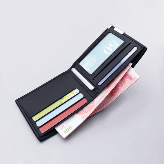 Men's Wallet Short Style Ultra-Thin Men's Business Wallet Student Wallet Men's Casual Card Holder Card Case Two-In-One Trendy