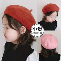 Childrens beret spring and autumn girls octagonal hat Japanese Harajuku style pumpkin hat winter baby painter hat trendy