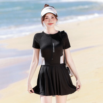 Sports one-piece swimsuit for women 2024 new style cute and conservative covering body and slimming professional sports training hot spring swimwear