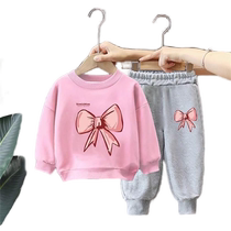 Sweet cute and versatile autumn set for girls 2024 new baby girl sweatshirt trendy spring and autumn two-piece set