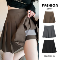 Spring and summer jk short skirt pleated skirt womens skirt 2024 new high waist gray student khaki small skirt