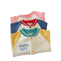 Childrens baseball uniform jacket spring and autumn Korean style milk silk warm jacket for boys and girls winter new baby tops trendy
