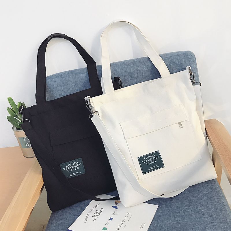 Japanese and Korean Large-Capacity Canvas Bag, Ins-Style Crossbody Bag, Versatile School Bag for Primary and Secondary School Students, Casual Cloth Bag, Handbag, Shoulder Bag