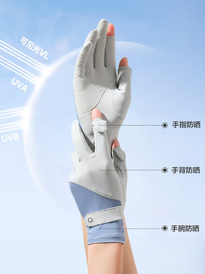 Guantes de protección solar para mujer, guantes de conducción y equitación profesionales con pantalla táctil antideslizantes finos de seda Tianbing anti-UV de verano