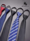 Men's Tie Zipper Style Wedding Groom Business Formal Wear Black Striped Knot-Free Suit Shirt Casual High-End