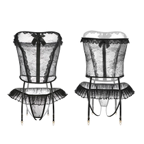 Sexy and sexy open-back no-take-off underwear black stockings tempting lace suspenders one-piece stockings pure desire womens suspenders set