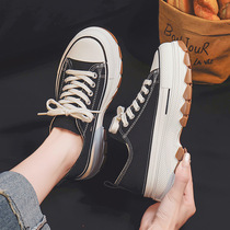 Thick-soled heighten canvas shoes for women 2024 summer new versatile super hot casual sneakers students platform shoes spring and autumn