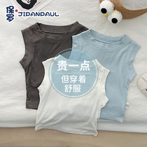Childrens summer thin vest tops for boys and girls solid color pit strip sleeveless breathable childrens versatile basic base shirt