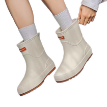 Rain boots for women mid-calf fashionable non-slip water boots fishing rain boots short-tube waterproof shoes velvet rubber shoes kitchen oil-proof shoes