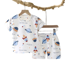 Baby summer breathable open-fit baby pure cotton boys and girls thin home clothes for small and medium-sized children short-sleeved baby pajamas