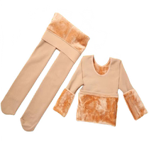 Autumn and winter childrens tight flesh-colored bottoming clothes for boys and girls invisible thermal underwear bottoming shirt skin color dance clothes plus velvet