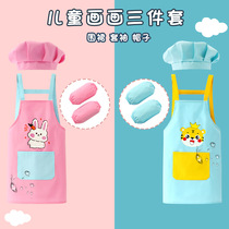 Enfants Apron Dessin de Hood Vêtement Boy Girl Girl Baby Eating Surrounding Pocket Kitchen Waterproof Anti Dirty Kindergarten Fine Arts Students