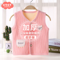 Childrens double-sided velvet autumn and winter vest baby plus velvet thickening outer wear baby fashionable warm waistcoat Korean cardigan