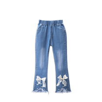 Girls pants Yellow children fashion horn jeans spring dress 2024 new Korean casual pants girl pants