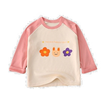Baby girl autumn long-sleeved T-shirt baby velvet bottoming shirt boy spring and autumn top small children fashionable winter