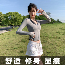 Gray ice silk sun protection clothing for women summer UV protection sun protection clothing 2024 new outdoor cardigan jacket top