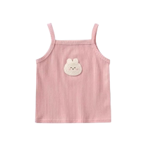 Girls sling summer 2024 new baby girl sleeveless top little girl cute and stylish thin knitted vest