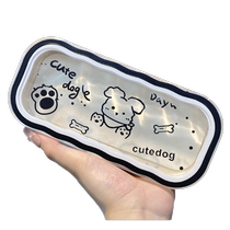 ins girly heart trend cute puppy student glasses case advanced transparent portable high value anti-pressure and anti-fall