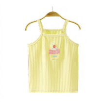 Girls camisole candy color summer dress 2024 new baby sleeveless cartoon embroidery slim elastic casual vest