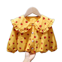 Girl Spring Dress 2024 New Womens Baby Long Sleeve Shirt Spring Autumn Style Foreign Air Trendy Children Lining The Undershirt Tide