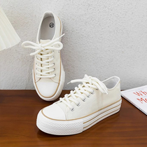 Casual sneakers student platform shoes for women 2024 winter breathable new style versatile super hot thick-soled heightening canvas shoes