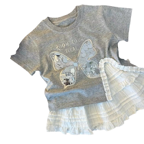 Girls summer suit 2024 new style sequined butterfly short-sleeved childrens fashion skirt two pieces for baby girls